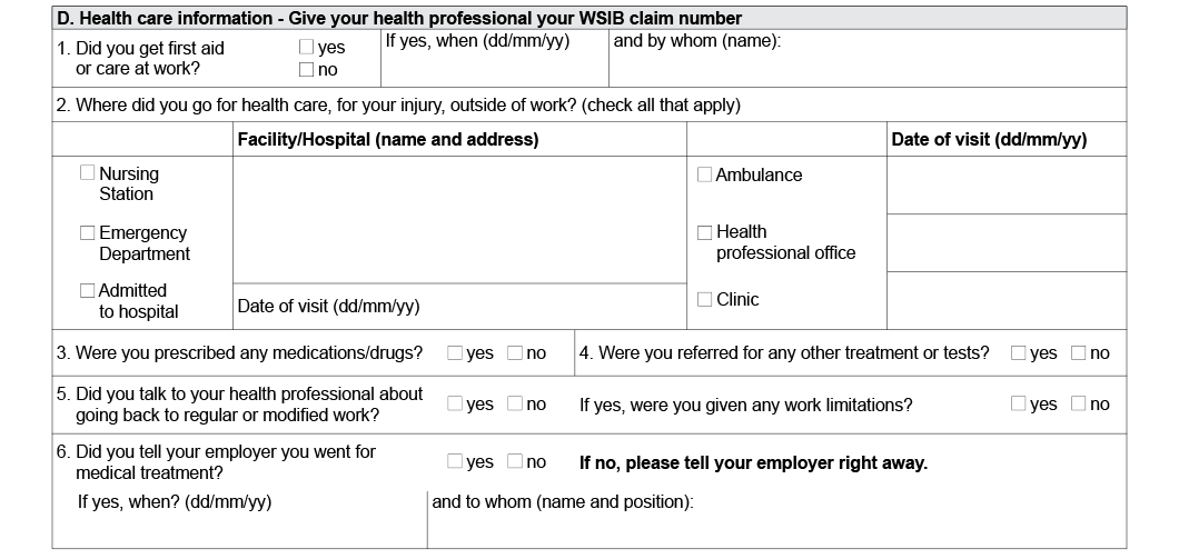 Submitting An Injury Or Illness Report WSIB